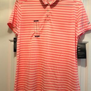 Nike Golf Pink Striped Polo Shirt
